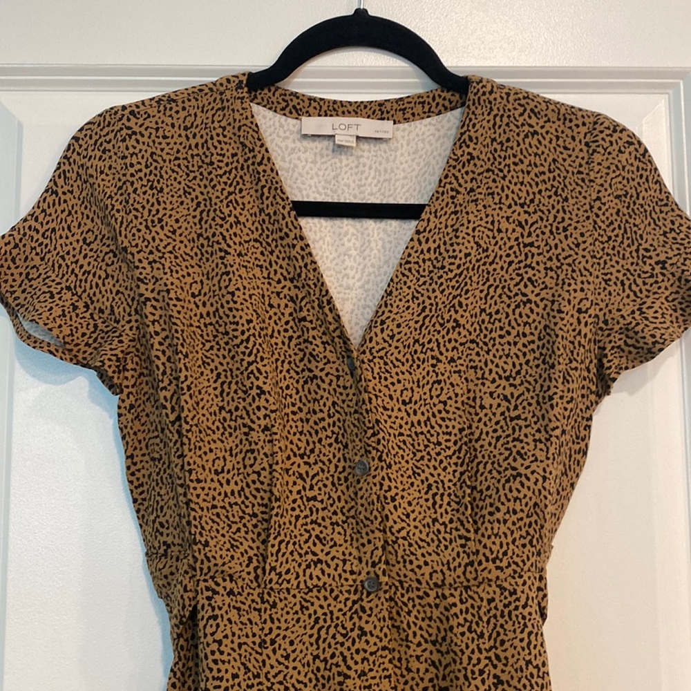 LOFT animal print midi dress